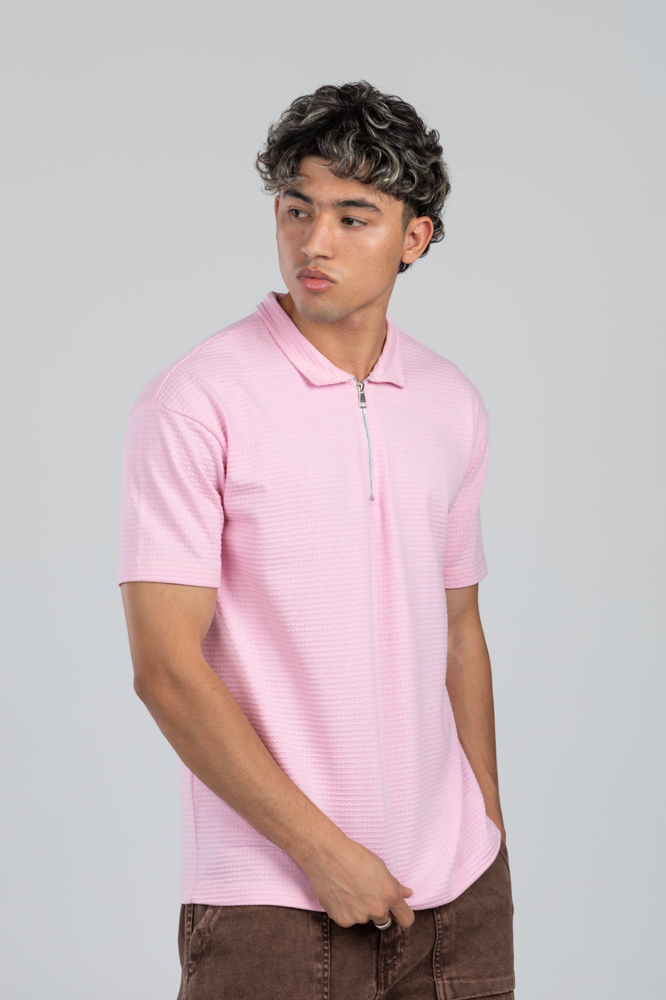 zipper polo t-shirt - 8008