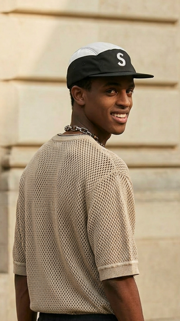 Open-Knit Textured Sweater Tee