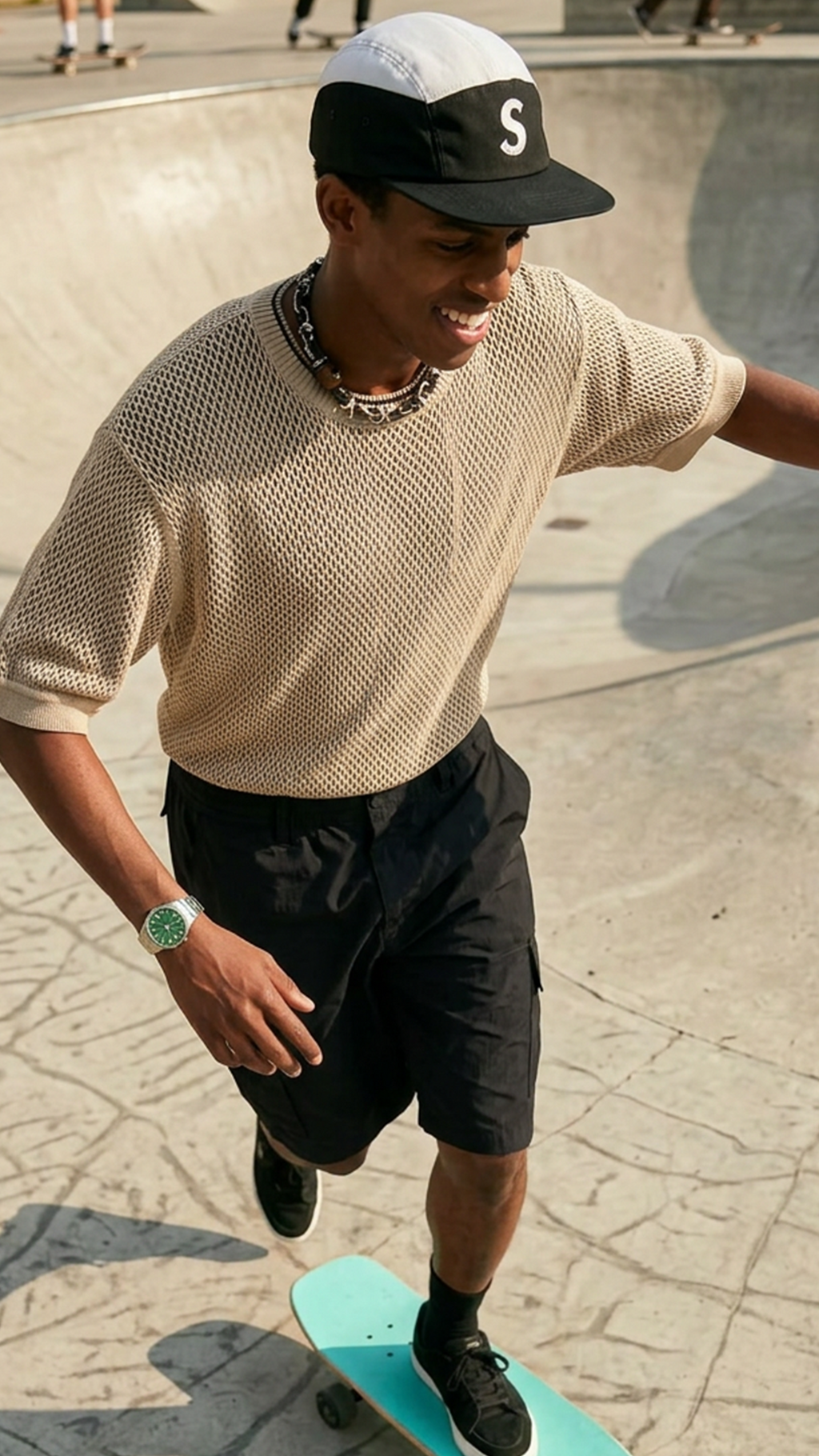Open-Knit Textured Sweater Tee
