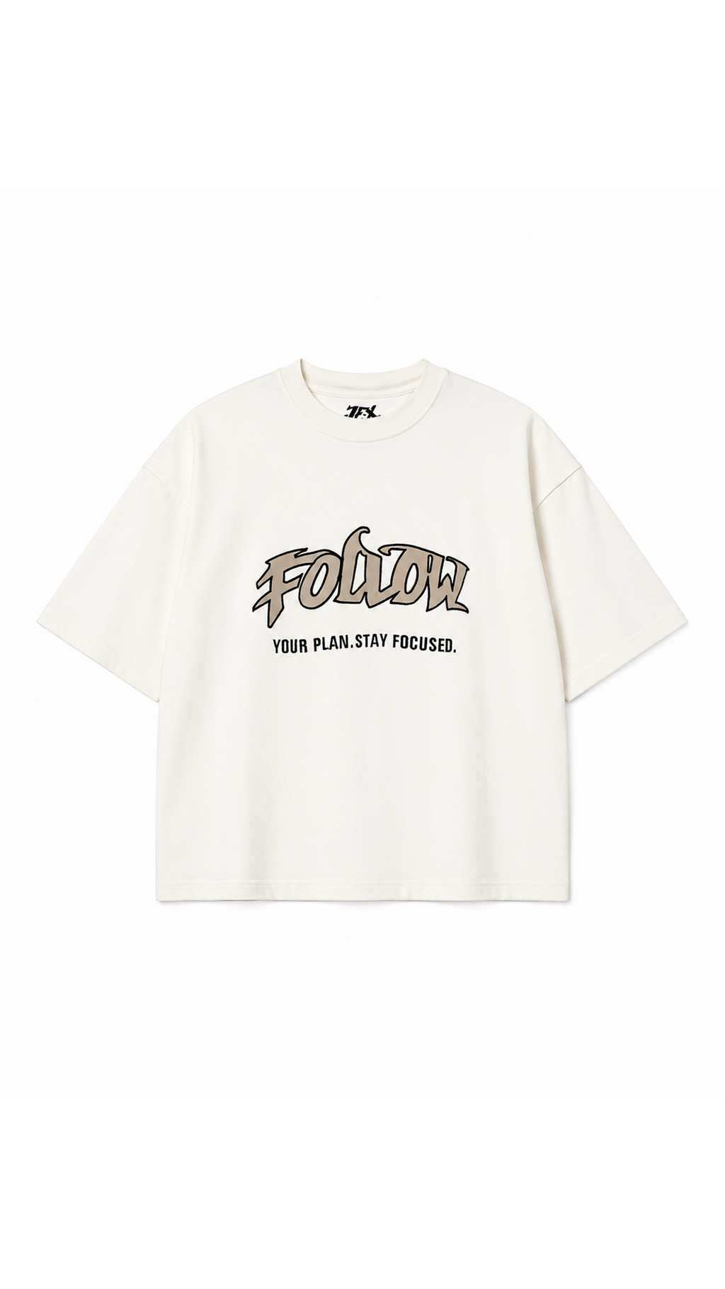 cropped FIT EMBROIDERED TEXT T-SHIRT