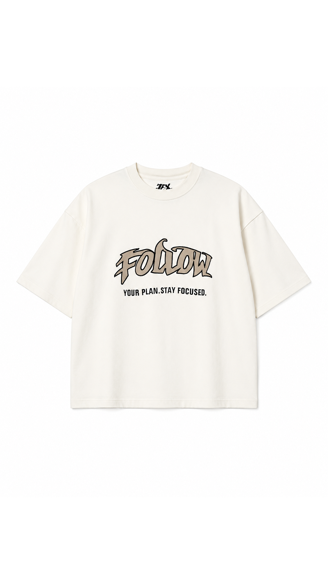 cropped FIT EMBROIDERED TEXT T-SHIRT