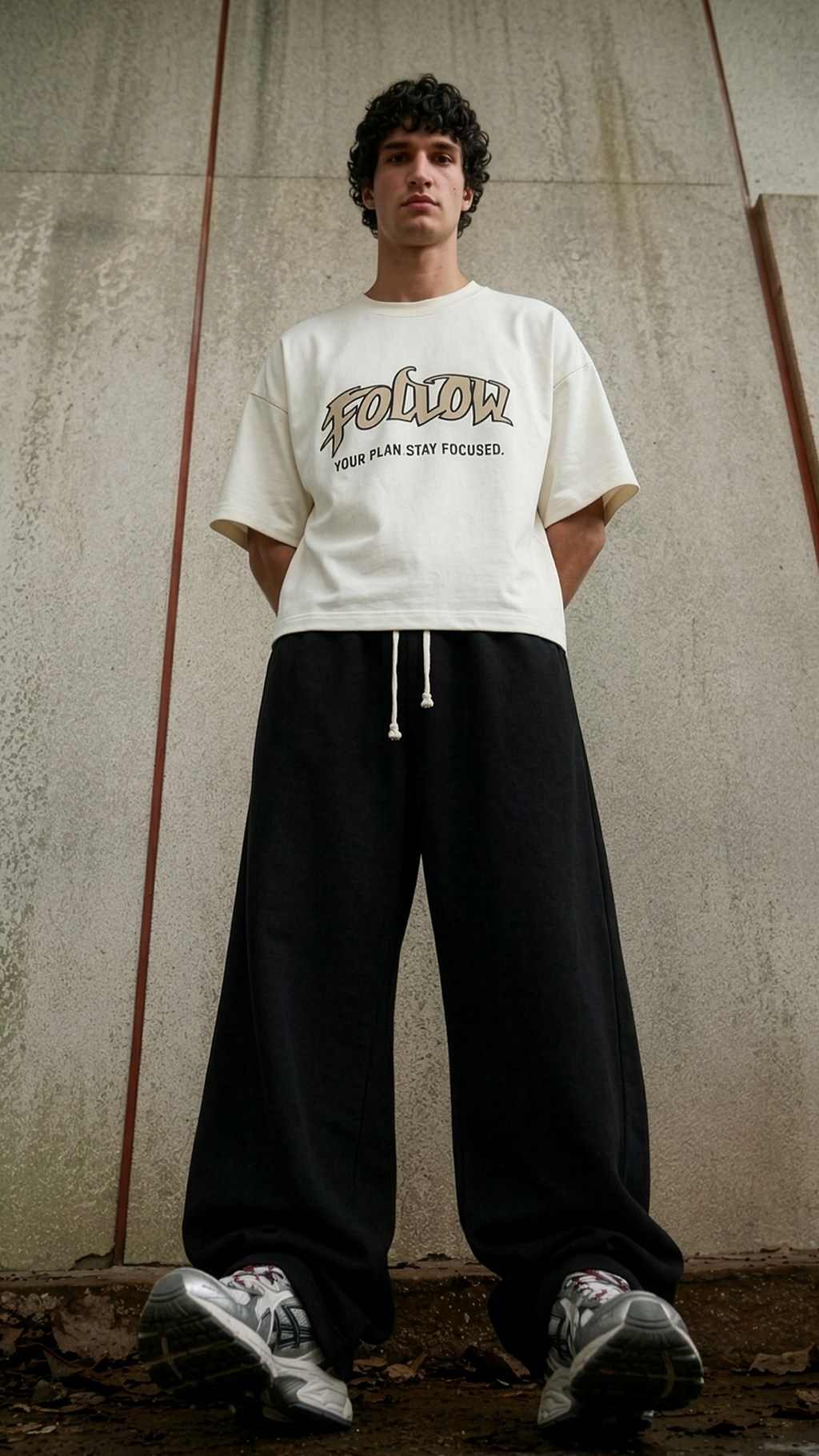 cropped FIT EMBROIDERED TEXT T-SHIRT