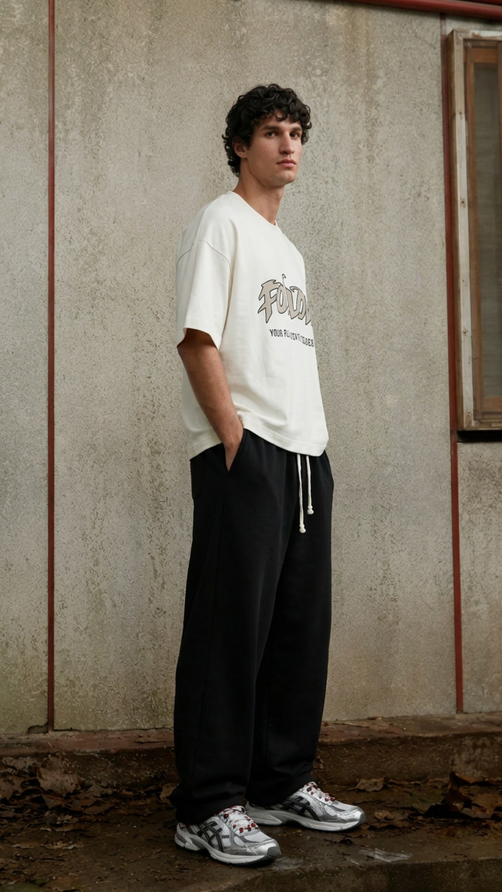 cropped FIT EMBROIDERED TEXT T-SHIRT