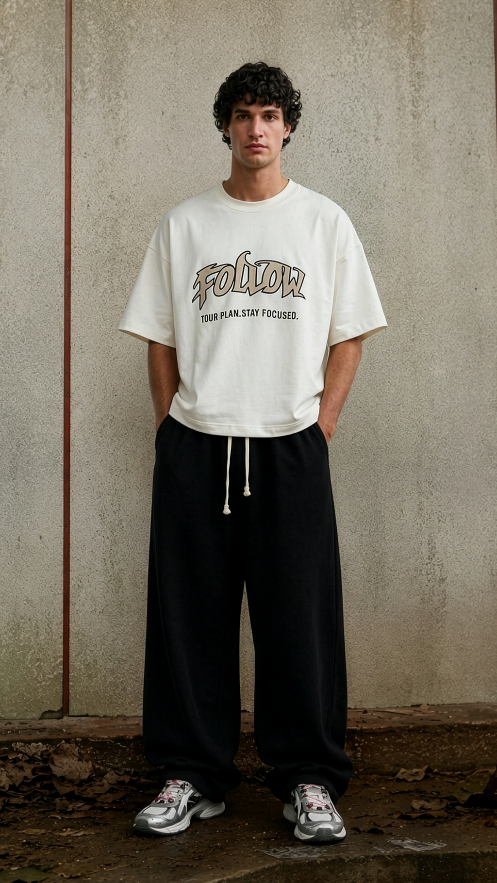 cropped FIT EMBROIDERED TEXT T-SHIRT