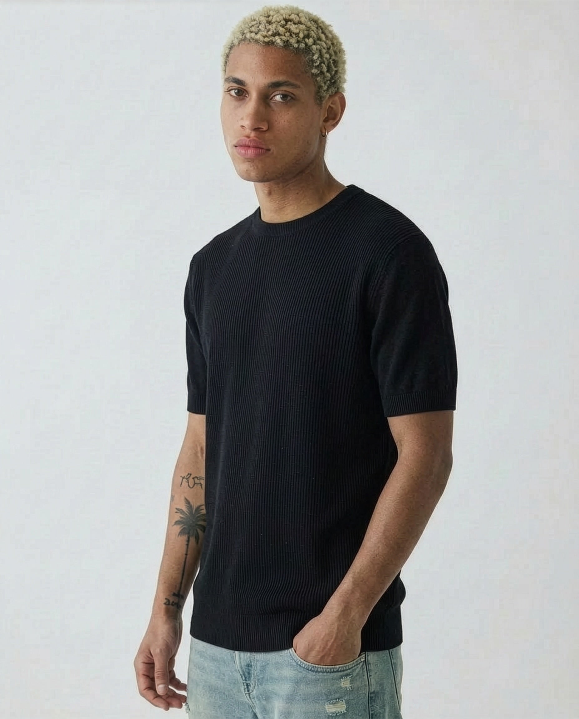 Relaxed fit knit t- shirt