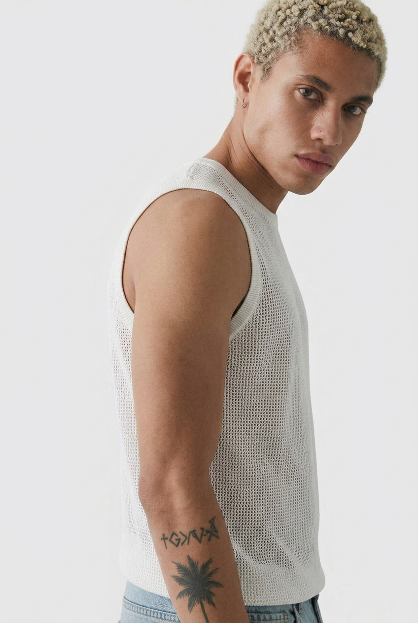 Openwork  knit tank top