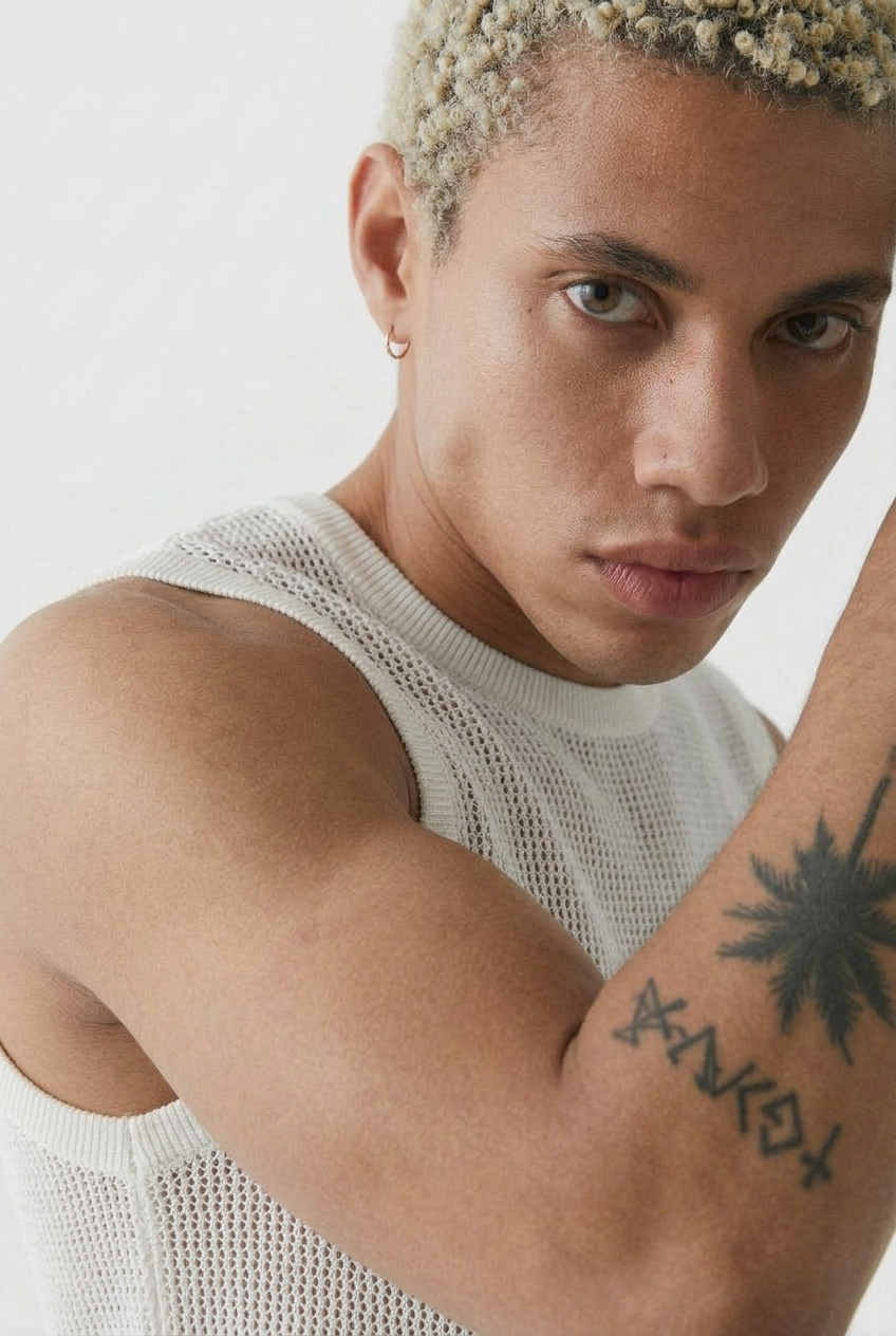 Openwork  knit tank top