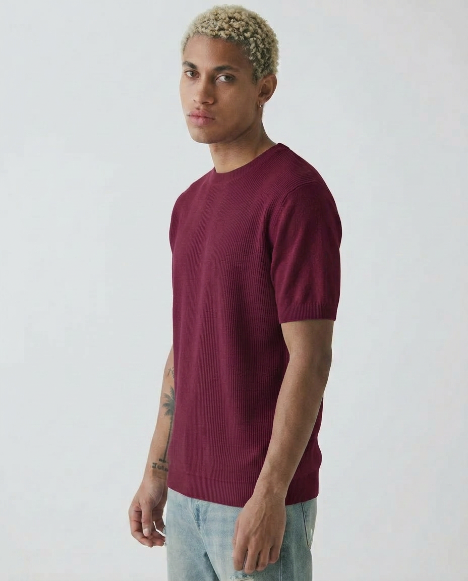 Relaxed fit knit t- shirt