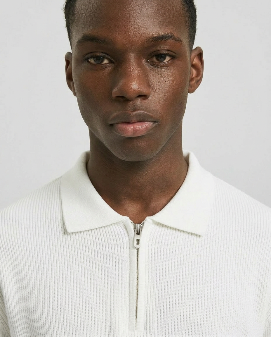 Zip knit polo shirt