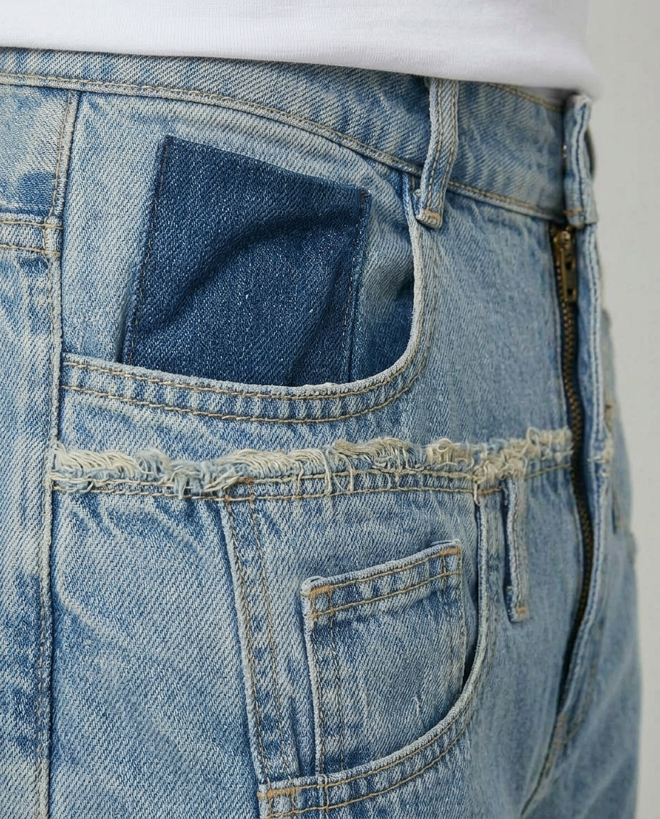 Raw Edge Panel Denim pants