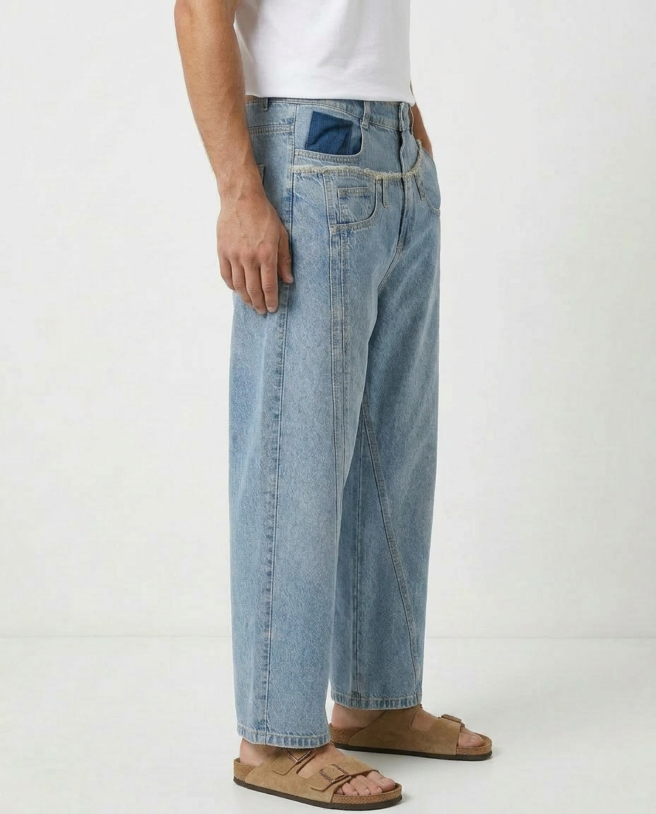 Raw Edge Panel Denim pants