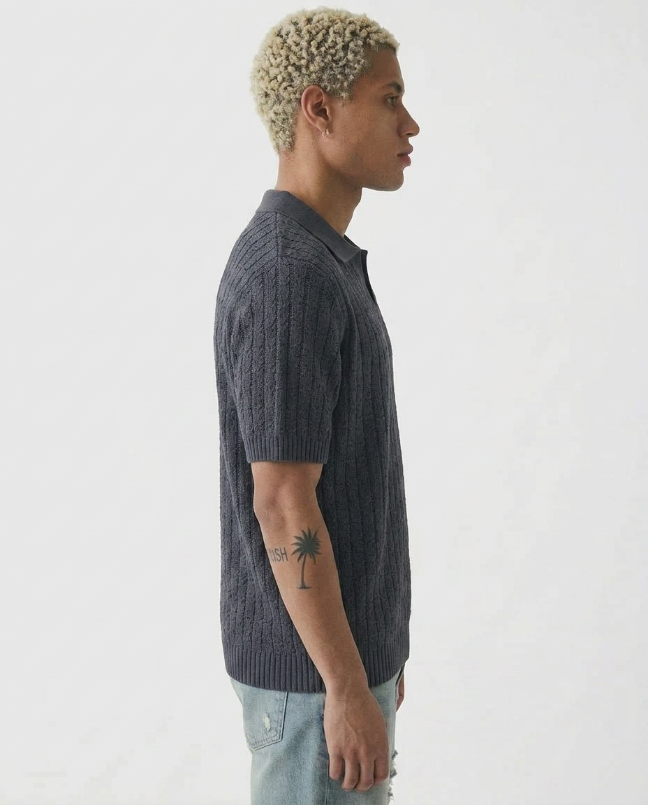 Texture knit polo