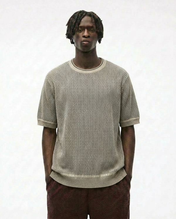 Open-Knit Textured Sweater Tee