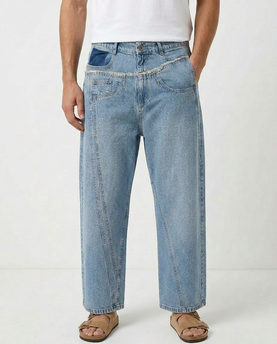 Raw Edge Panel Denim pants
