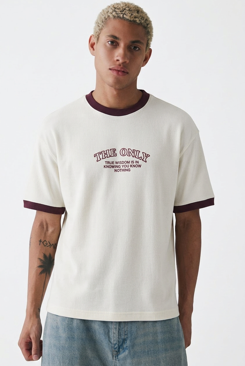 Contrast rib t-shirt
