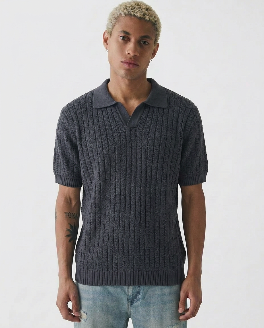 Texture knit polo