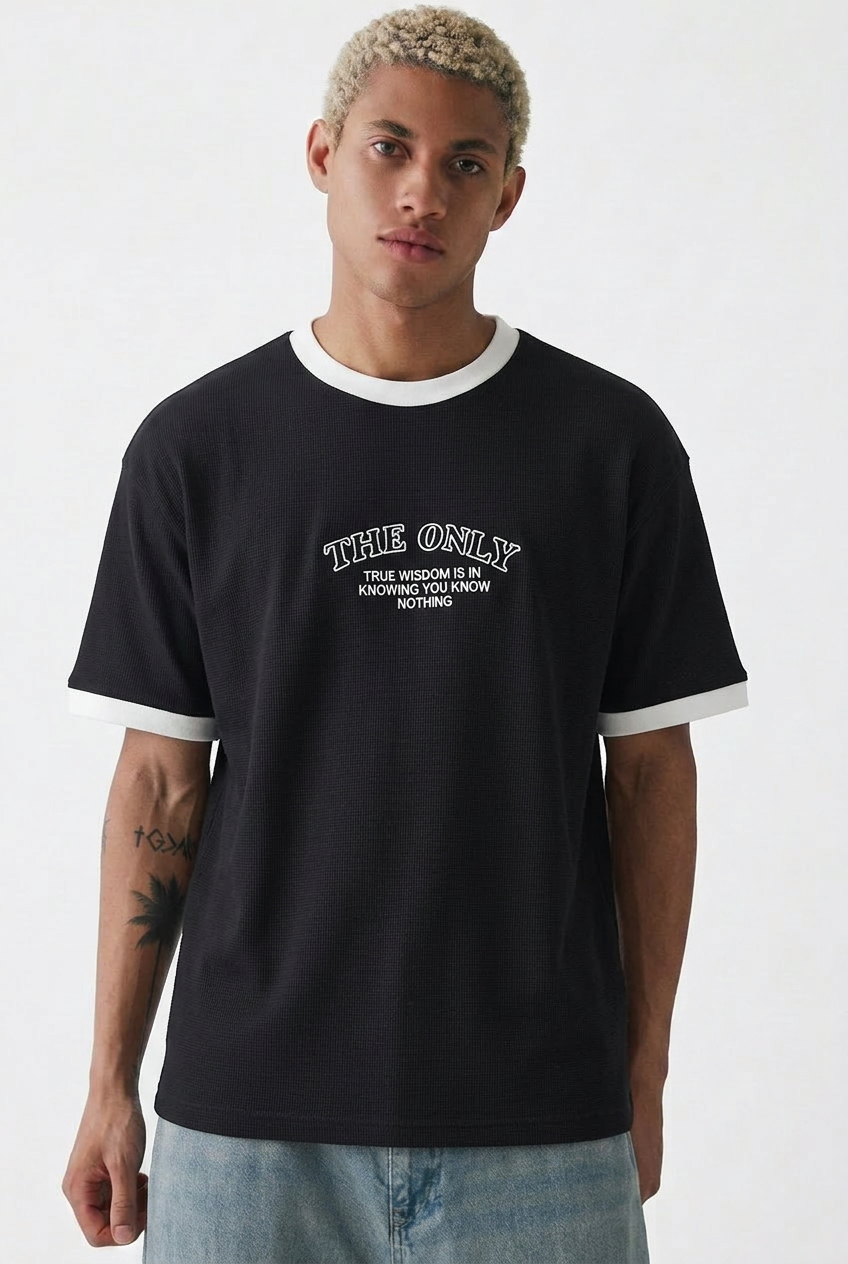 Contrast rib t-shirt
