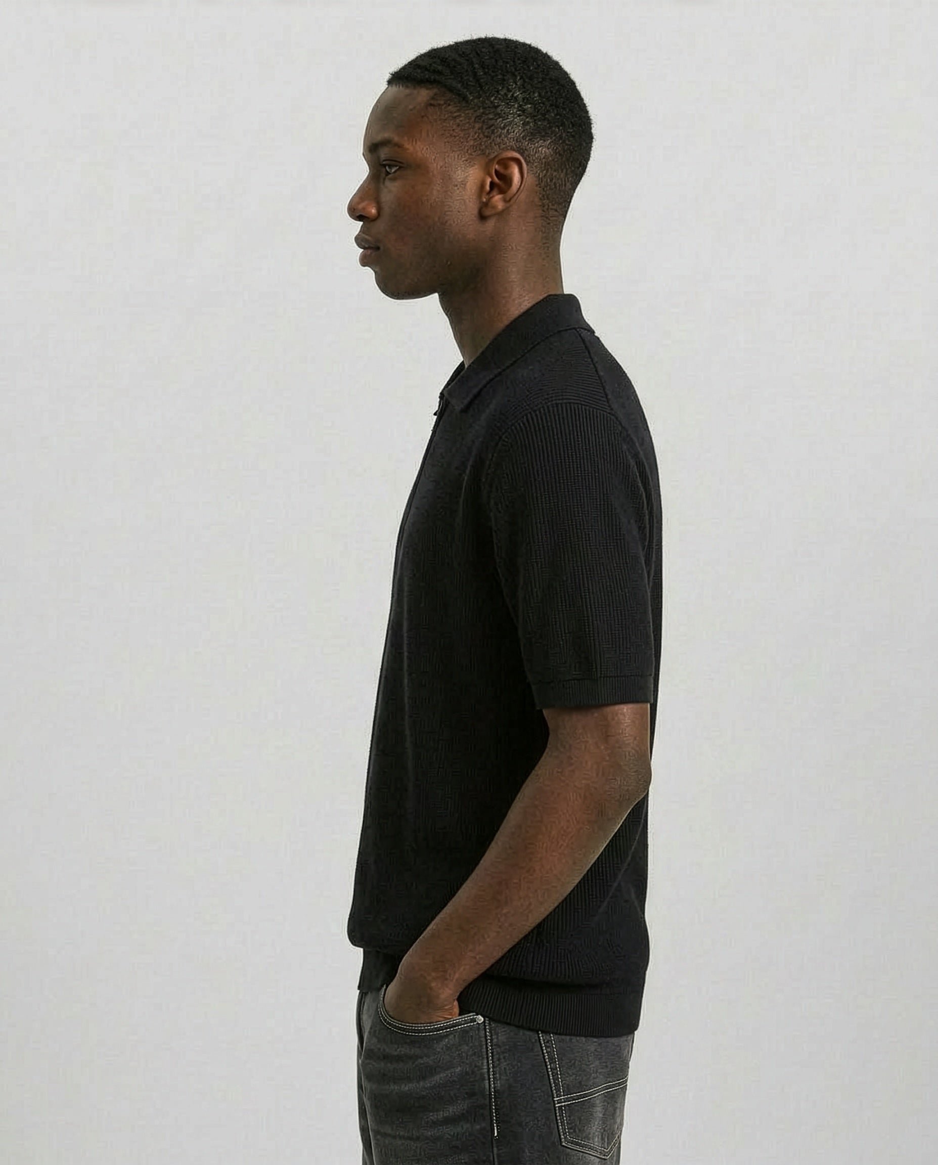 Zip knit polo shirt