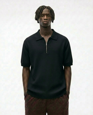 Premium Textured Zip-Neck Polo