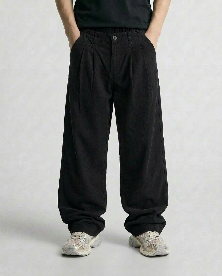 COTTON - PLEATED PANTS