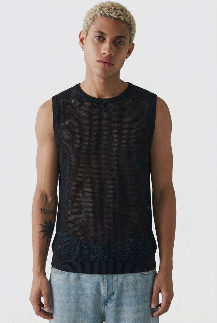 Openwork  knit tank top