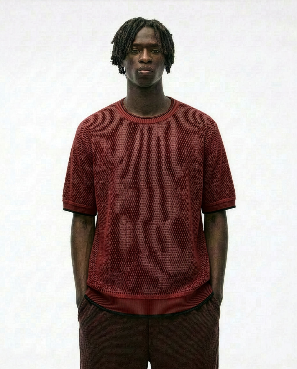 Open-Knit Textured Sweater Tee