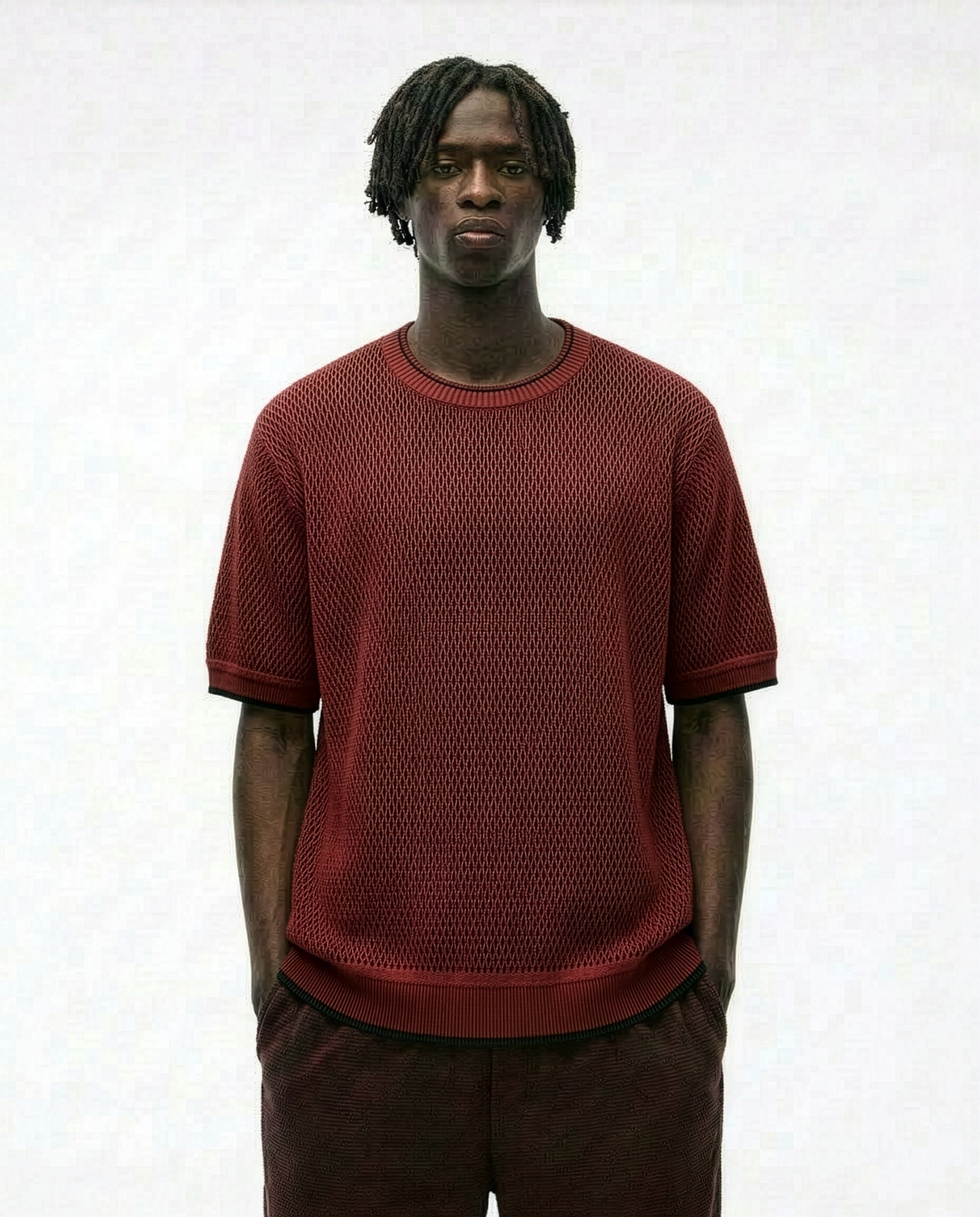 Open-Knit Textured Sweater Tee