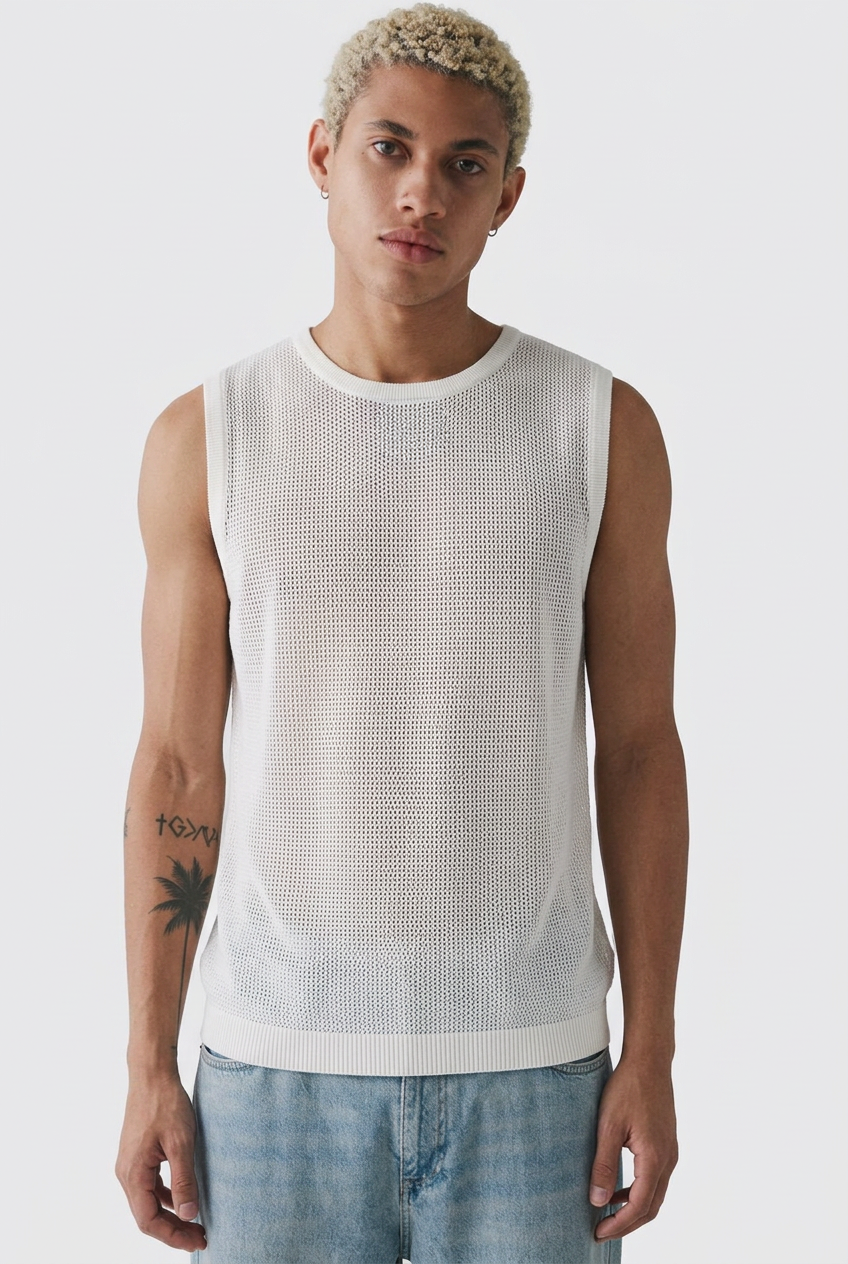 Openwork  knit tank top