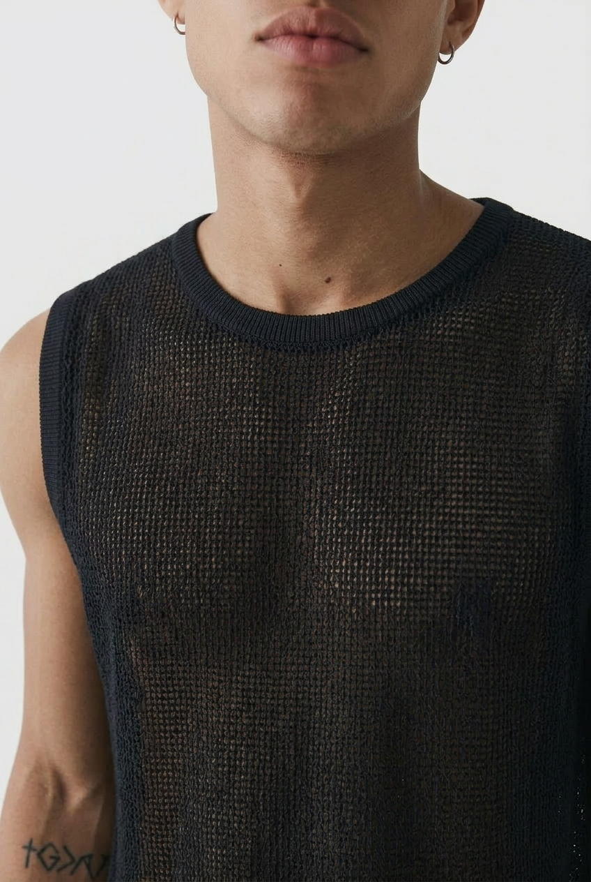 Openwork  knit tank top